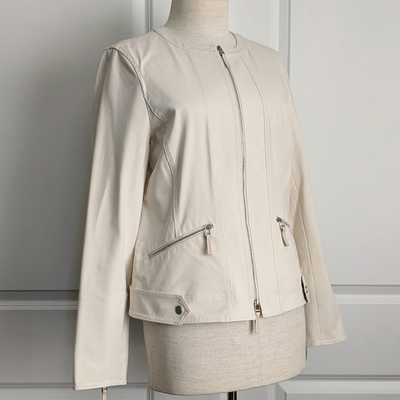 Lafayette 148 NY Jacket Mandarin Collar Zip Front Zip Cuffs Pockets Raffia 8 NWT - Picture 4 of 16